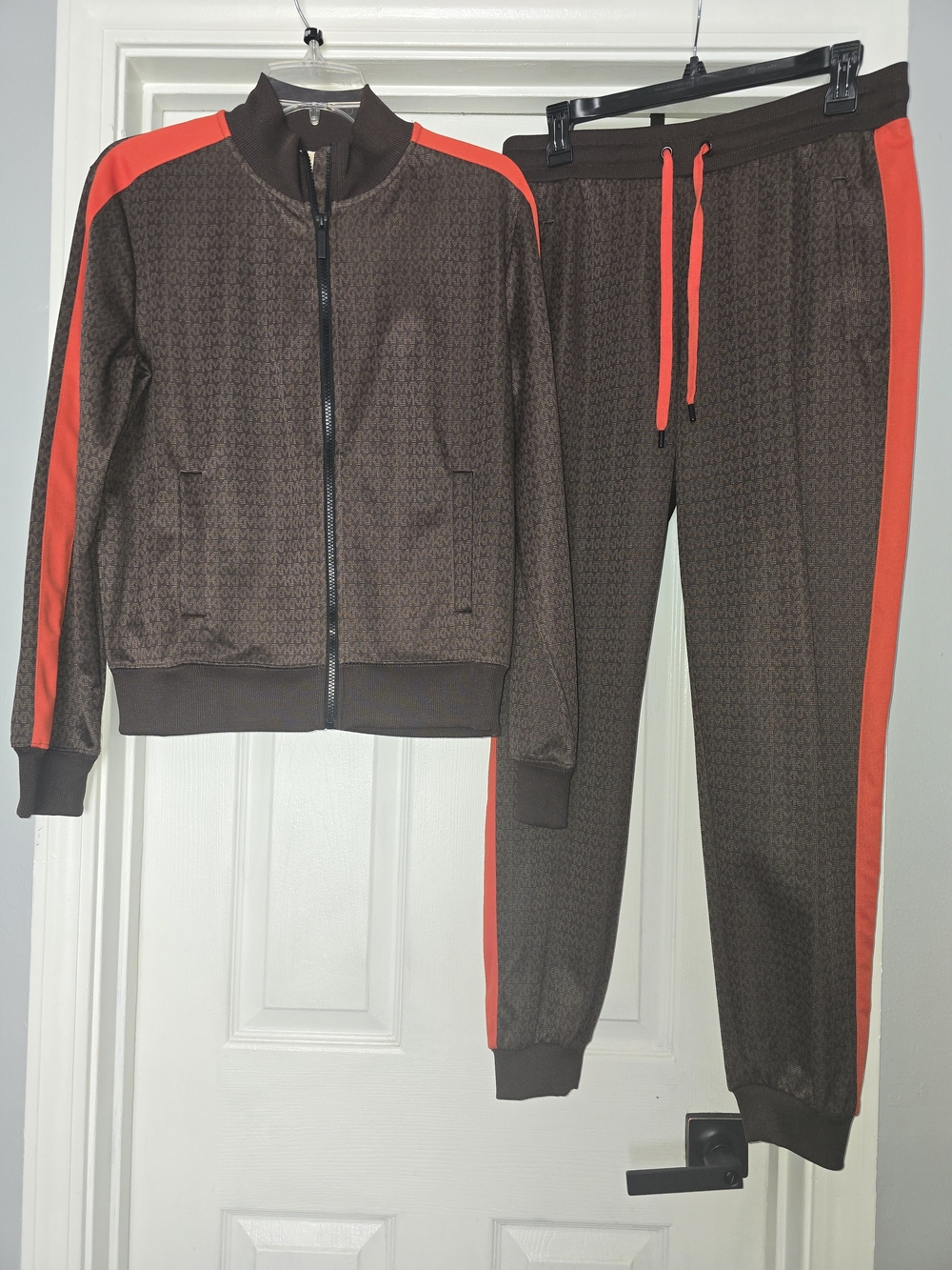 Michael Kors Brown Track Jacket & Joggers with Orange Stripe
